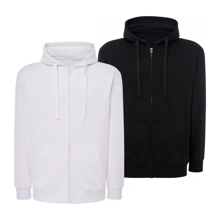 Pack de 2 Full-Zip Hoodie Sudadera con Capucha y Cremallera para Hombre - Alta Calidad - Color Blanco y Negro - Marca SO Wear Siempre Original - 1