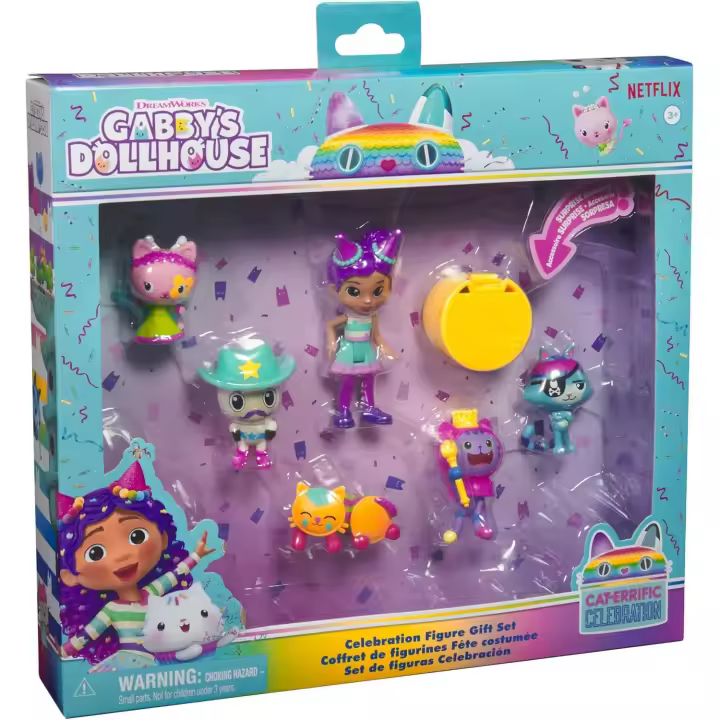 Gabby's Dollhouse, Figuras con temática de celebración con una muñeca Gabby, 5 figuras de gatitos, juguetes sorpresa y accesorios para la casa de muñecas, juguetes para niños y niñas a partir de 3 años (Spin Master 6069603) - 1