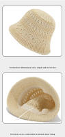 Gorro De Pescador De Verano Para Mujer Tejido Al Hilo Sombrero De Playa Transpirable Panama Casuales Unisex Viaje De Campo - details 5