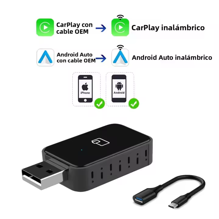 Adaptador CarPlay Sin Cables Para Estéreo De Coche Con Enchufe USB Y Conexión Inteligente Automática Al CarPlay - 1