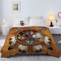 Manta De Lobo Soñador Náhuatl Manta De Ternura Para Sofá Mesa De Dormitorio Estilo Moderno Antipelusa Portátil Uso Versátil - details 3