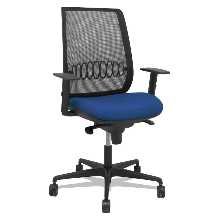 Silla Alares sincro malla negra bali azul marino brazo regulable - 1
