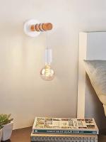 Lámpara De Pared Vintage En Madera Retro Fijación En Pared Luz Interior Decorativa Para Hogar Comedor Dormitorio Iluminación - details 0