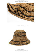 Sombrero De Paja Vintage Con Alas Anchas Para Mujer Sombrero De Sol Plegable Protección UV Para Playa Y Viajes Exterior Primavera Verano - details 5