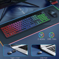 Teclado Y Ratón Inalámbricos RGB Retroiluminados Recargables Tamaño Completo Ergonómico Con Modo Sueño 2.4GHz Para Desktop Laptop Tablet - details 5