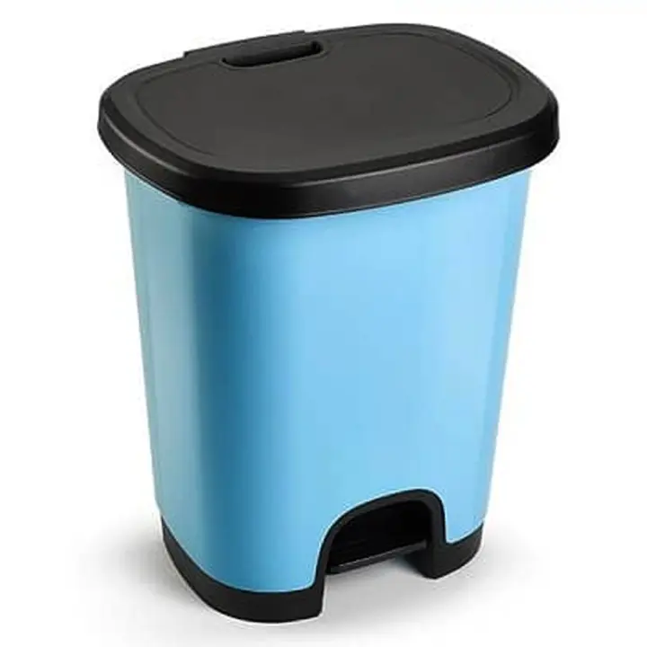 CABLEPELADO Cubo basura plastico moderno apertura pedal 27 Litros - Cubo Reciclar - Cubo con pedal 27L- PP5 - plástico resistente color azul - 1