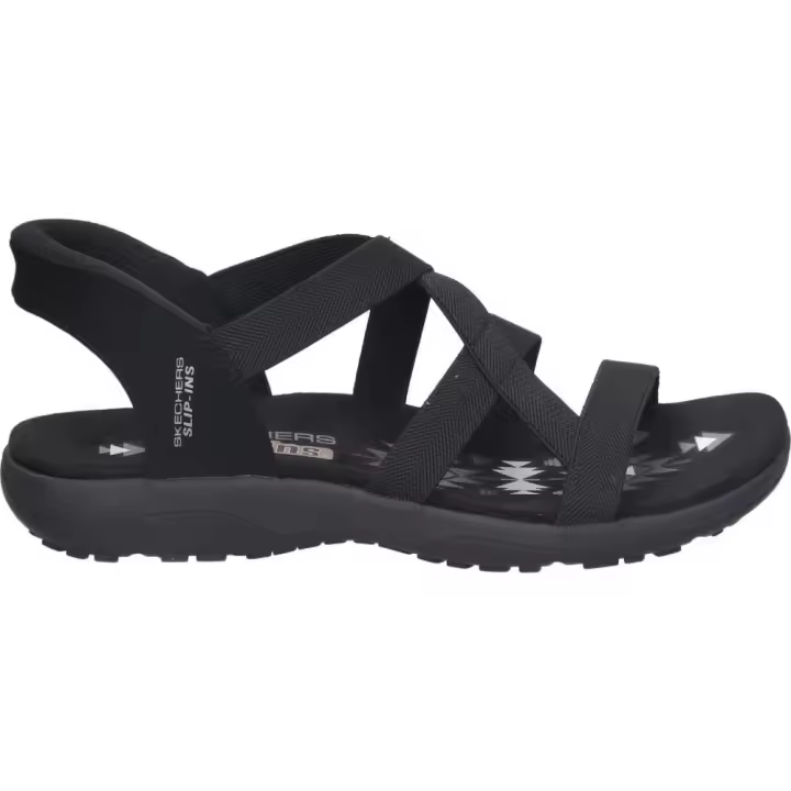 SKECHERS | Sandalias Skechers Slip Ins Reggae Slim Stretch Flex para Mujer – Sandalias con Tiras en Color Negro – Sandalia sin Cierre – Slip Ins – Apto para Lavadora – Vegan – Cómodas y Versátiles – Modelo 163460-BBK - 1
