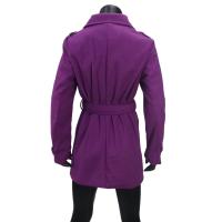 Abrigo De Mujer En Lino Y Lana Doblemente Abrillantado Con Cinturón Y Etiqueta En Hombro Casual Streetwear De Otoño Invierno - details 13