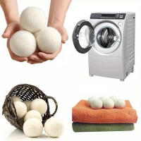 5pcs Pelotas De Secado Con Lana Pura Reutilizables Antiestáticas Y Suaves Para Ropa Previene El Cabello Pegajoso Accesorio Esencial De Lavandería - details 1