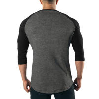 Camiseta De Entrenamiento Fitness Para Hombres Manga Larga Algodón Transpirable Ropa Deportiva Correr Gym Bodybuilding Color Sólido - details 5