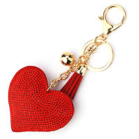 Llavero De Corazón De Cuero Con Borla Y Diamantes Para Mujeres Y Niñas Accesorios Para Bolso Y Mochila Llavero Clásico De Forma De Corazón - details 4