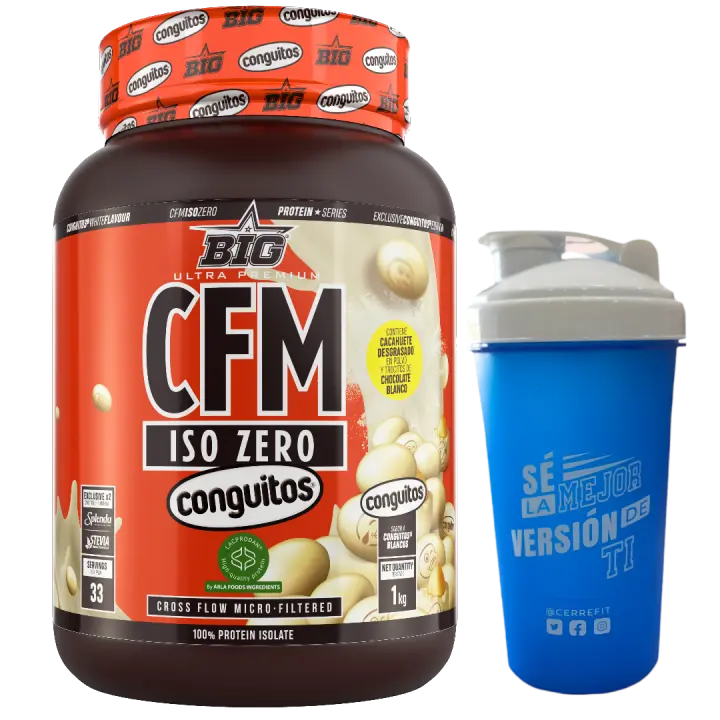 CFM ISO ZERO (1KG) Conguitos Blanco - Big + mezclador ALEATORIO  Baja en lactosa  Baja en azúcares  Calidad garantizada  Deliciosa  Nutritiva - 1
