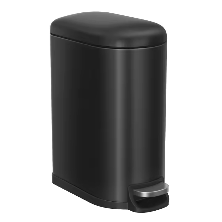 SONGMICS Cubo de Baño, Cubo Basura Pequeño de 10 L con Tapa, Cubo de Inodoro con Pedal, Delgada para Espacios Pequeños, Acero, Cierre Suave, Blanco Nube/Negro Tinta/Plata Metálico - 1