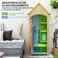 Outsunny Caseta Jardín Exterior de Madera 77,5x54,2x179,5 cm 0,3 m² Cobertizo Jardín Exterior Armario para Almacenaje de Herramientas con 3 Estantes y 2 Puertas con Cerrojo para Patio Terraza Natural - details 4
