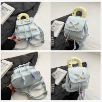 Mochila vaquera para mujer, mochila con cordón, estilo informal, ligera, para el día a día, bolso de mano pequeño, bolso de mano con asa superior, bolso de hombro moderno para viajes, trabajo y compras - details 4