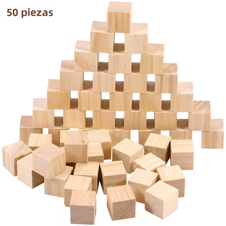 Bloques De Madera Naturales Desconocidos Para Bricolaje Y Artesanía DIY Bloques Cuadrados Sin Terminar Para Principiantes Carving Artíst_ADDRESS - 1