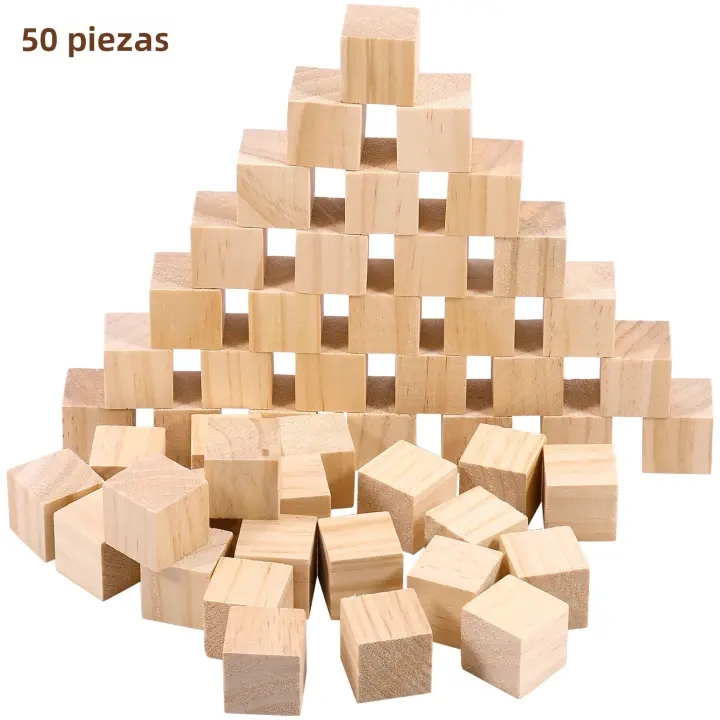 Bloques De Madera Naturales Desconocidos Para Bricolaje Y Artesanía DIY Bloques Cuadrados Sin Terminar Para Principiantes Carving Artíst_ADDRESS - 1
