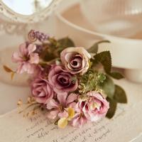 Bouquet De Rosas De Té De Seda Flor Artificial Vintage Peonia Para Boda Decoración De Casa Fiesta De Mesa Regalo De Día De La Madre - details 5