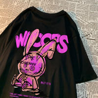 Camiseta De Algodón Rosa Con Diseño De Conejo Para Hombres Y Mujeres Camiseta Suelta De Estilo Vintage Anime Cuello Redondo Casual - details 26