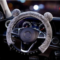 Cubierta De Volante De Coche Universal De Peluche Panda Cartoon Suave Y Fluffy Con Diamantes Para Invierno Accesorios De Auto - details 4