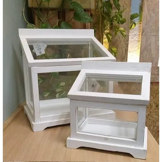 Gerimport Invernadero de Madera Blanco 34 X 21 Cm - Protección para Plantas - 1