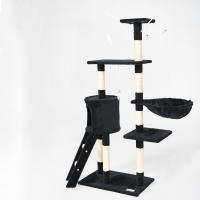 Casa Basics - Rascador para gatos NENI con Altura de 144 cm, Incluye 1 escalera, 1 caseta, 3 Plataformas Mirador, 4 ratas, 1 Nido - Árbol para Gatos en Beige/Negro/Gris - details 1