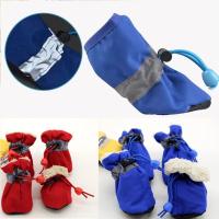 Botas De Invierno Para Perros Pequeños 4 Piezas Impermeables Antideslizantes De Veludo Cálido Protección Contra La Lluvia Y Nieve Para Mascotas - details 3