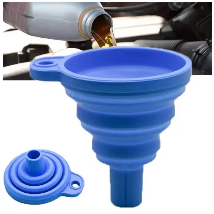 Funel De Silicona Universal Para Motor De Coche Y Motocicleta Funel De Líquido Para Cambio De Aceite Y Agua Plegable Portátil Para Automóviles Y Moto - 1