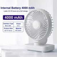 Ventilador de Mesa Silencioso de 4 niveles y velocdad variable de 90 °, mini VENTILADOR DE Mesa recargable por USB, adecuado para dormitorio. - details 0