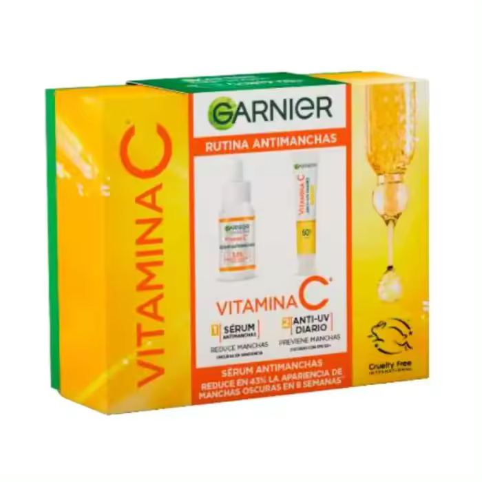 GARNIER Rutina Antimanchas Skin Active Vitamina C + Serum Previene Manchas Oscuras con FPS 50+ 【ROUA】 - 1