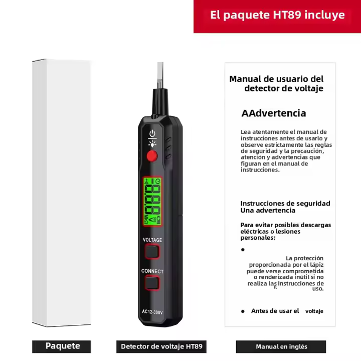 Bolígrafo De Voltaje HT89 AC 12V-300V Indicador Inteligente De Voltaje Prueba De Continuidad Herramienta Eléctrica Con Pantalla Digital - 1