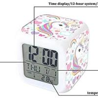 Reloj despertador para niños, Reloj despertador digital de 7 Colores con 8 Sonidos de Alarma, Reloj with Luz LED de noche with calendar de fecha y temperature - details 3