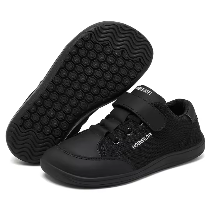 Zapatos De Tobillo Ancho Para Niños HOBIBEAR Zapatillas Minimalistas De Piel Sintética Y Malla Ligera Con Enganche Para Niños Y Niñas - 1