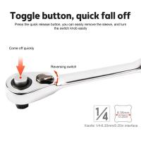 Mini Llave De Treble 1/4 Con Cierre Ratchet Doble Final Herramienta De Reparación De Mano Con Torque Hexagonal Y Destornillador Set 2-en-1 - details 4