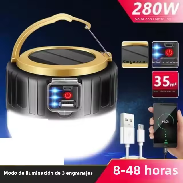Lámpara De Camping LED De Alta Potencia Recargable Por USBLinterna Portátil Para Exterior Y EmergenciasIdeal Para BBQ Senderismo Y Fiestas Al Aire Libre - 1