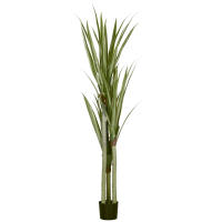 HOMCOM Planta Artificial de Yuca en Maceta 190 cm Planta Falsa con 39 Hojas Realistas para Decoración en Hogar Salón Oficina Jardín Ø17x190 cm Verde - details 0
