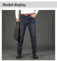 High Quality Jeans Para Hombre Negocios Casual Stretch Denim Azul Clásico Trousers Trabajo Moda Cierre De Cremallera Midweight Slim - details 3