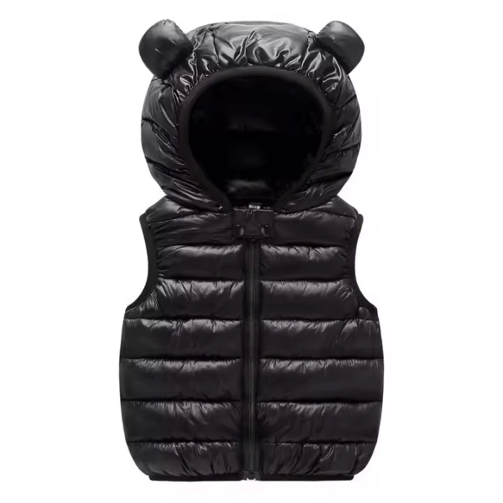 Chaleco De Plumas Para Bebés Niños Y Niñas Con Orejas Vestido Cálido De Algodón Para Otoño E Invierno Ropa Infantil Con Capucha Tipo Casual - 1
