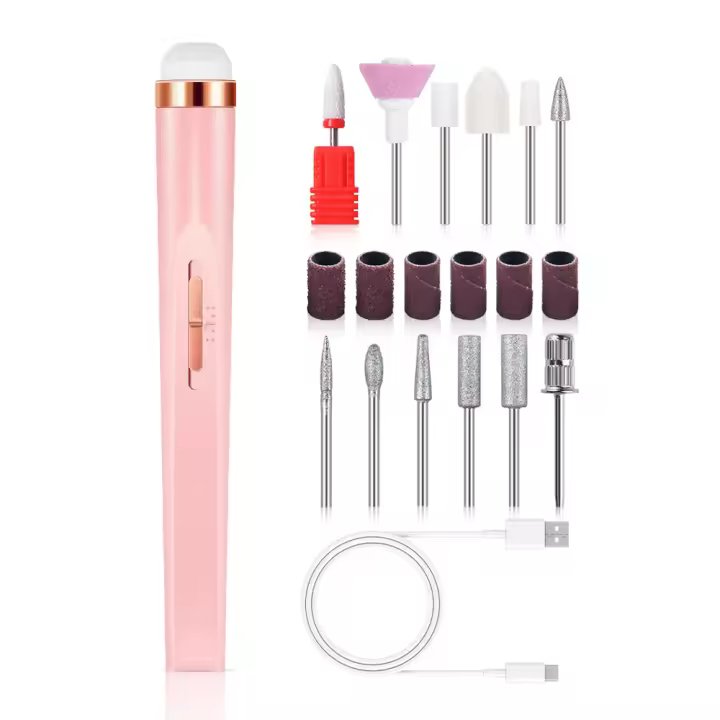 Set De Taladro Para Uñas Eléctrico Con Luz Y Batería Portátil Mini Herramienta De Manicura Para Eliminación De Gel - 1