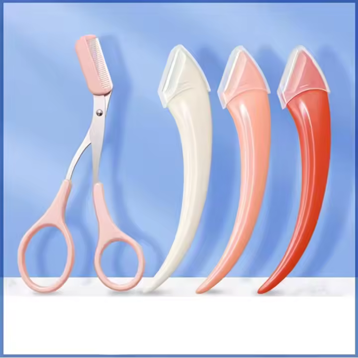 Juego de 4 afeitadoras para cejas, afeitadora para cejas, juego de recortador de cejas, cuchillas dermaplaning para rostro, afeitadoras faciales, afeitadora de cejas - 1