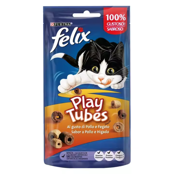 Felix Snacks Para Gatos Play Tubes De Pollo E Hígado 50 Gr - 1
