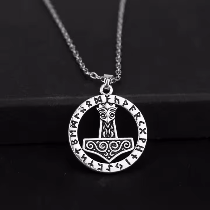 Collar De Runas Escandinavas Con Amuleto De Thor Mjolnir Y Vegvisir Colgante De Ancora En Acero Inoxidable Para Hombres Joyería Moda Unisex - 1