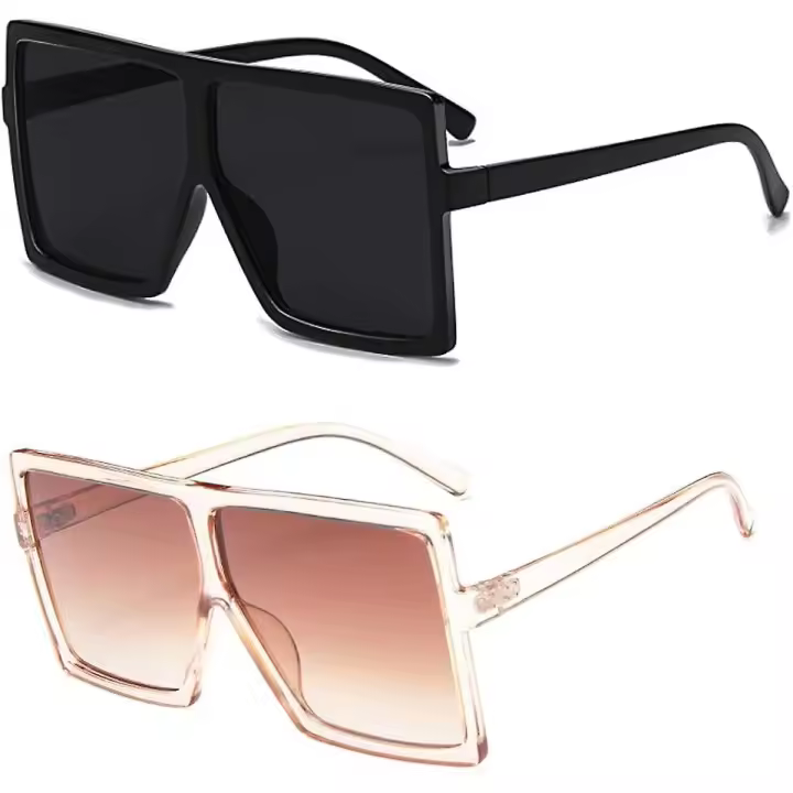 Gafas de sol cuadradas de gran tamaño para mujer, gafas de sol de moda con parte superior plana - 1