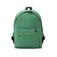 Mochila impermeable unisex, básica, tejido jaspeado, detalles en negro, bolsillos con cremallera y tapeta con salida para cables, Le Côté Chic - details 5