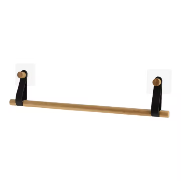 Toallero adhesivo Cuero y Bambu -1 Barra -50cm - Fácil Colocación - Sin Taladrar - Varios Colores. Tendance - 1
