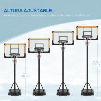 SPORTNOW Canasta de Baloncesto de Exterior con Altura Ajustable 235-264 cm Aro de Baloncesto con Soporte Canasta de Baloncesto con Ruedas Base Rellenable Negro - details 4