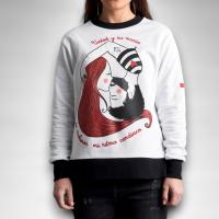 Sudadera Revés Anabel Lee - Blanca con Ribetes Negros, Corazones y Mensaje Bordado - details 5