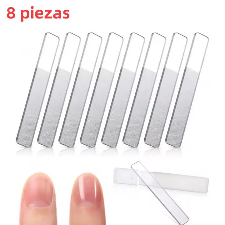 8pcs Archivo De Uñas De Vidrio Nano Portátil Herramienta De Cuidado De Uñas Con Caja De Almacenamiento Para Uñas - 1