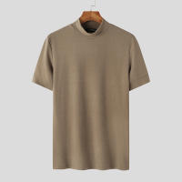 Camiseta De Hombre 2024 Estilo Coreano Casual Con Cuello Alto Y Mangas Cortas Para Verano Moda Streetwear Tejido Poliéster Y Spandex - details 17