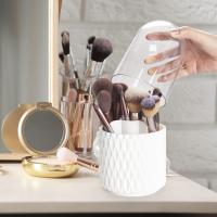 Organizador De Maquillaje Con Portar Cepillos Y Tapa Contenedor De Almacenamiento Para Cosméticos Para Mesita De Noche Y Baño - details 9